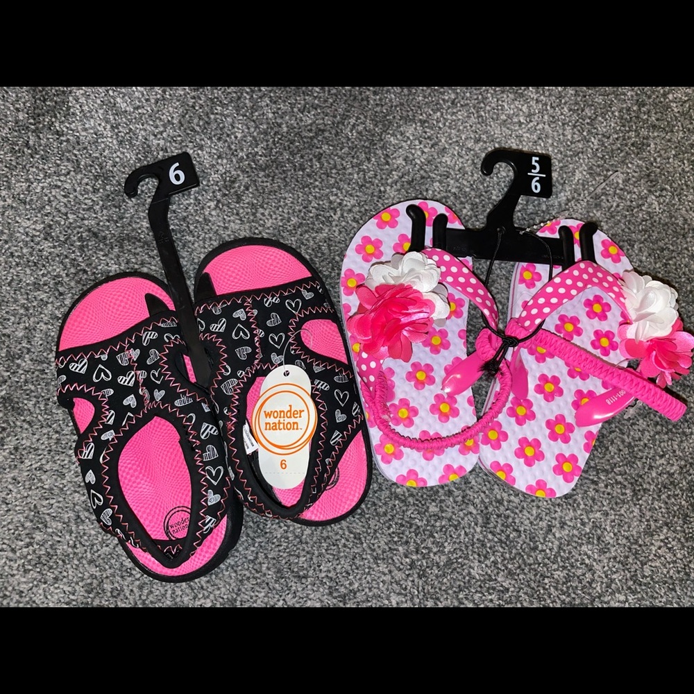 NWT Baby Girl 5/6 Summer Sandals & Flip Flops Pink